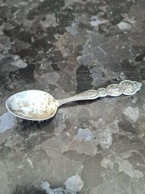Antique Sterling Seattle Demitasse Souvenir Spoon - Raised Relief Handle